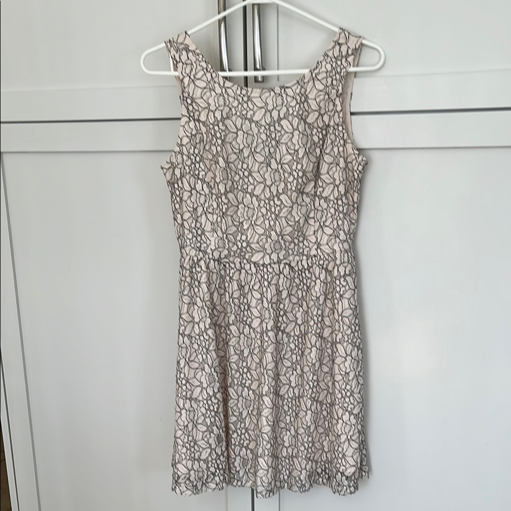 Frenchi Cream and Gray Lace Dress